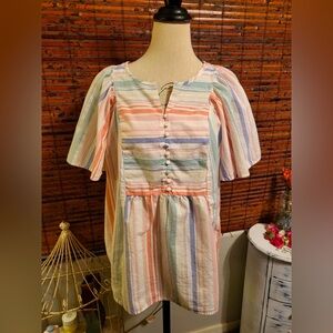 Terra & Sky Pastel Striped Blouse